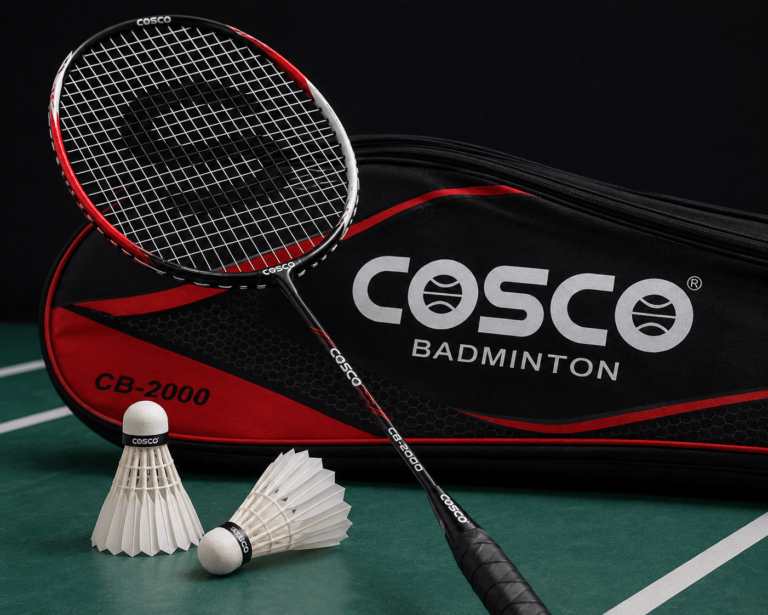 COSCO badminton racket and shuttlecock at Agrawal Sports Varanasi